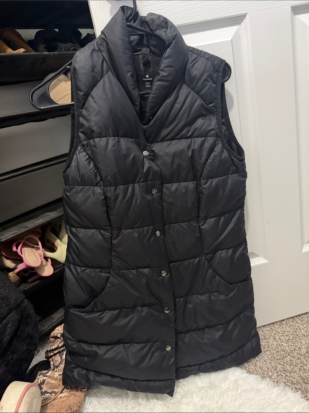 Lulu Lemon Women's Long Black Quilted Puffer Vest